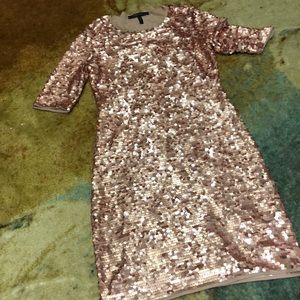 BCBGMAXAZRIA Rose gold sequin dress